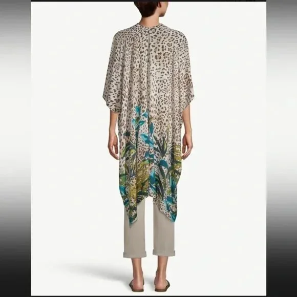 CHICO'S Leopard Print Ruana Duster - Picture 2 of 8